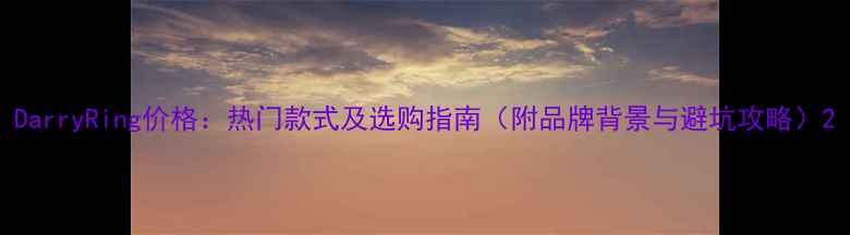 DarryRing价格热门款式及选购指南附品牌背景与避坑攻略