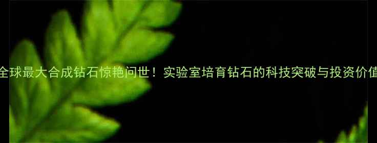 图片 全球最大合成钻石惊艳问世！实验室培育钻石的科技突破与投资价值