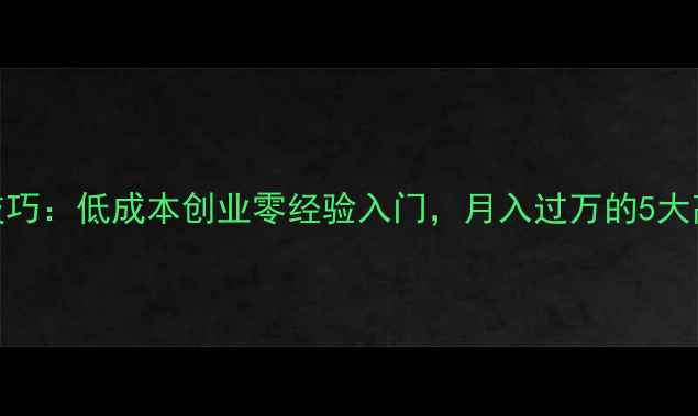 图片 地摊卖首饰技巧：低成本创业零经验入门，月入过万的5大高利润项目全