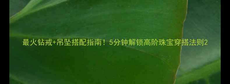 最火钻戒吊坠搭配指南5分钟解锁高阶珠宝穿搭法则