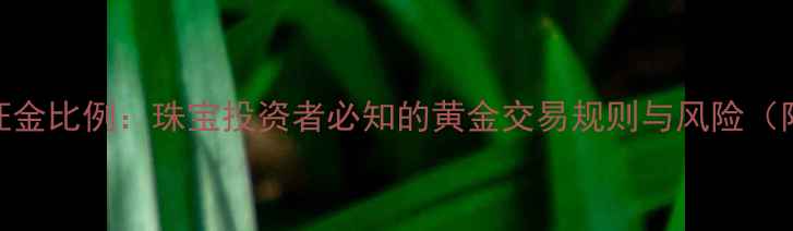 现货黄金保证金比例珠宝投资者必知的黄金交易规则与风险附计算公式