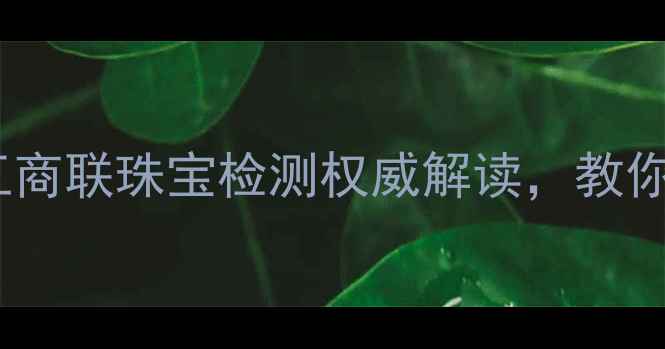 珠宝避坑指南中工商联珠宝检测权威解读教你如何花小钱买对货