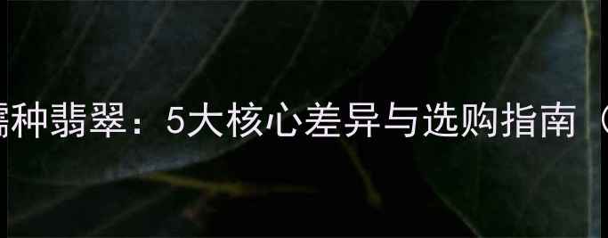 白底青翡翠VS糯种翡翠5大核心差异与选购指南附鉴别技巧