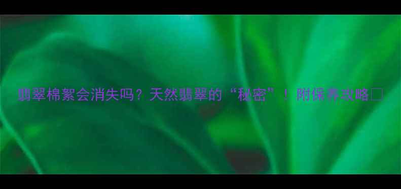 图片 翡翠棉絮会消失吗？天然翡翠的“秘密”！附保养攻略🔍