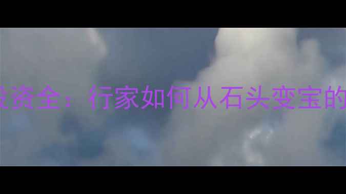 翡翠赌石投资全行家如何从石头变宝的财富密码