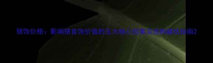 图片 银饰价格：影响银首饰价值的五大核心因素及选购避坑指南2