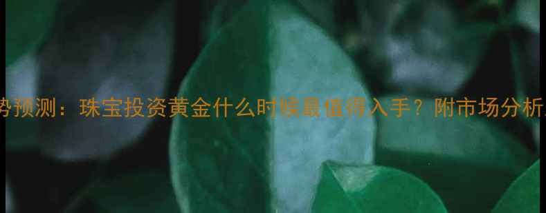 黄金价格走势预测珠宝投资黄金什么时候最值得入手附市场分析及选购指南