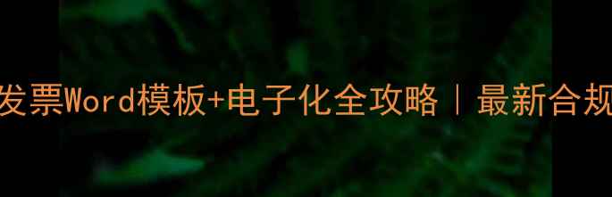 图片 🔥珠宝发票Word模板+电子化全攻略｜最新合规指南🔥